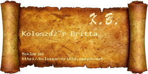 Koloszár Britta névjegykártya